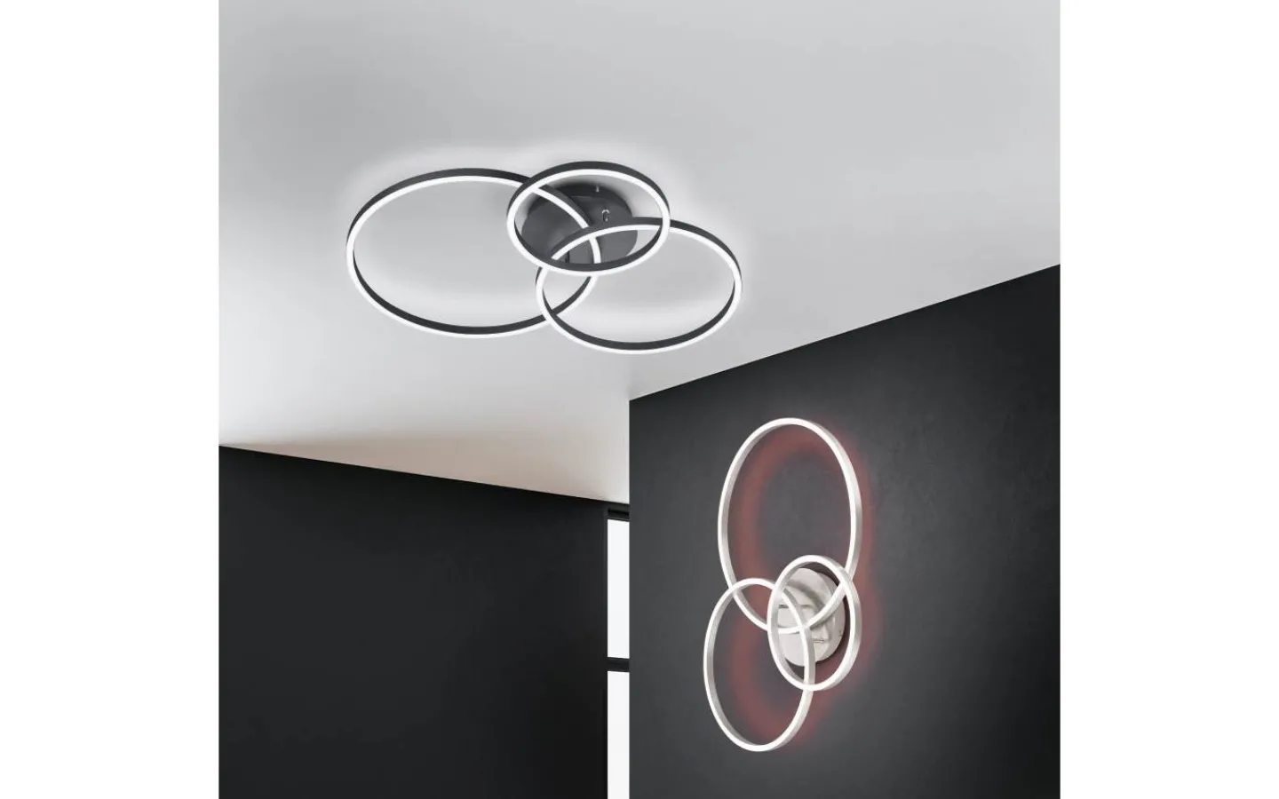 Plafonder-Trio Lighting Winona Plafond LED borstad stål RGB