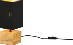 Bordslampor-Reality Woody Bordslampa 12cm fyrkantig E14 trä/svart