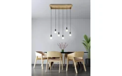 Avlånga Taklampor < Eglo Wootton Taklampa 81cm 6L Svart/Trä