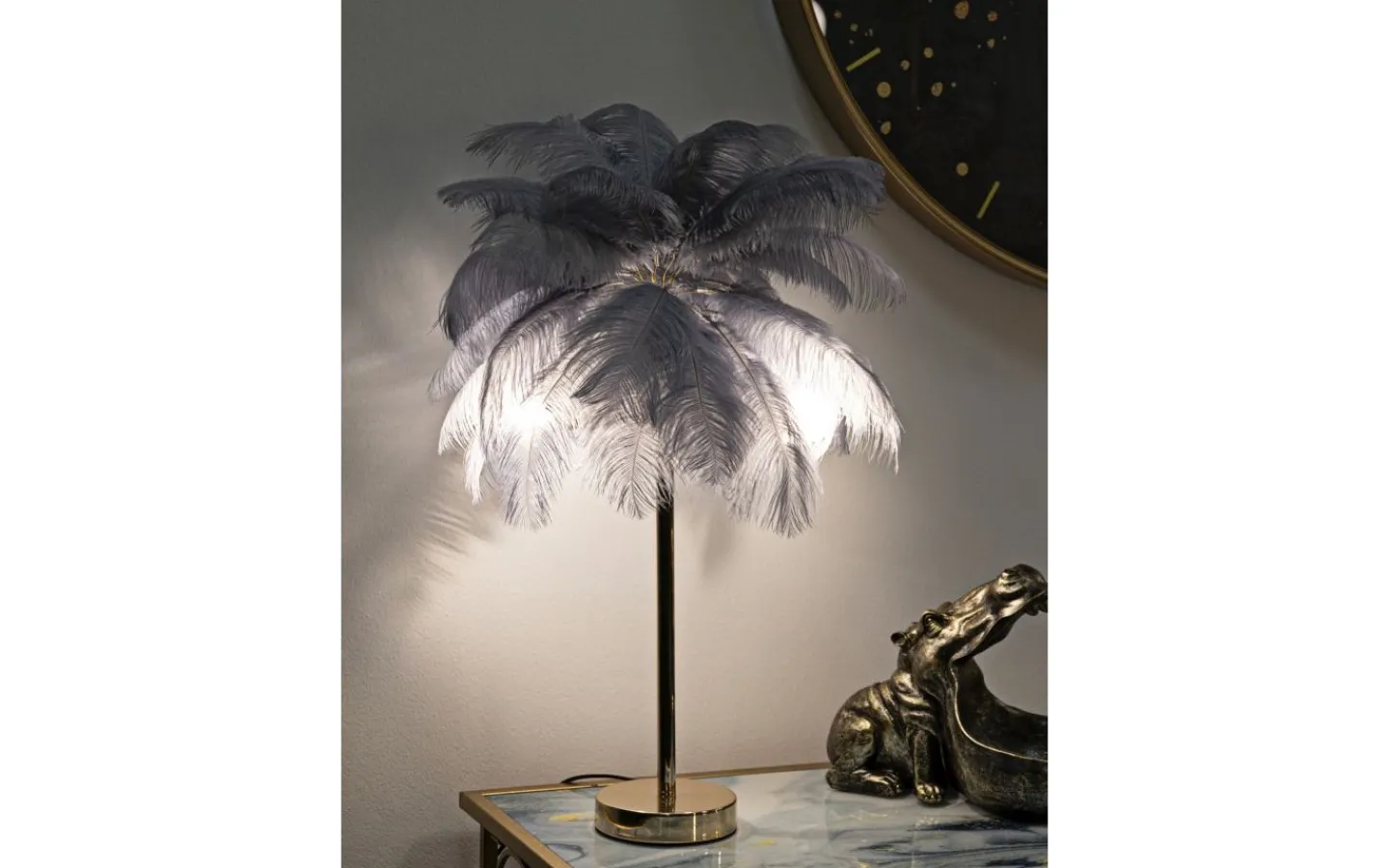 Bordslampor-Mauro Ferretti Yoga Bordslampa Palm 60cm Grå/Guld