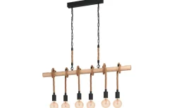 Avlånga Taklampor-Eglo Youngstown Taklampa 100cm 6L Trä/Svart/Hampa